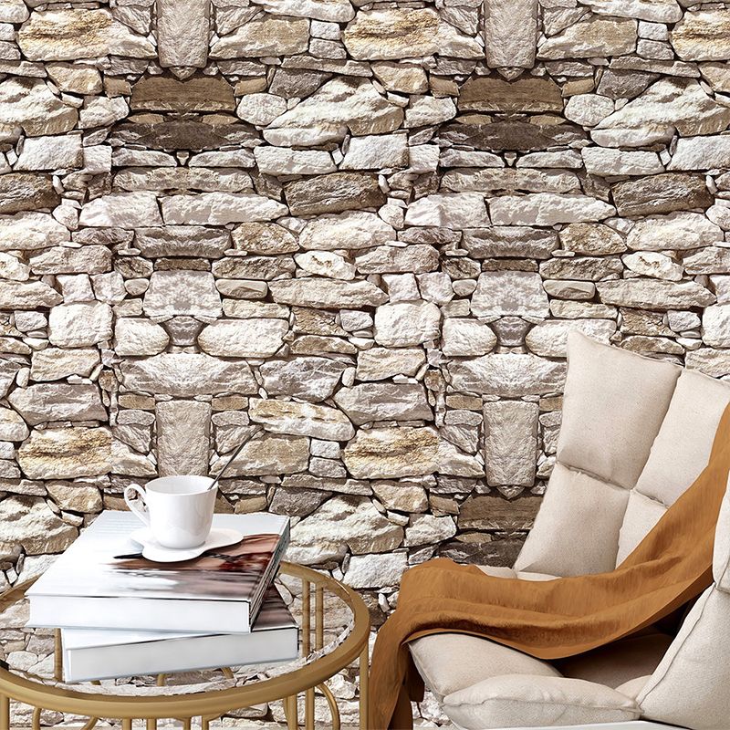 Peel and Stick Rocky Wallpaper Roll Country PVC Wall Art for House Interior, Brown