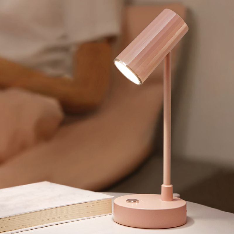 Lampada da tavolo tubolare ricaricabile Lampada da lettura a LED da comodino in plastica Macaron
