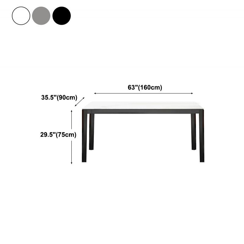 Stone Top Dining Table Modern Rectangle Dining Table with 4 Wood Legs
