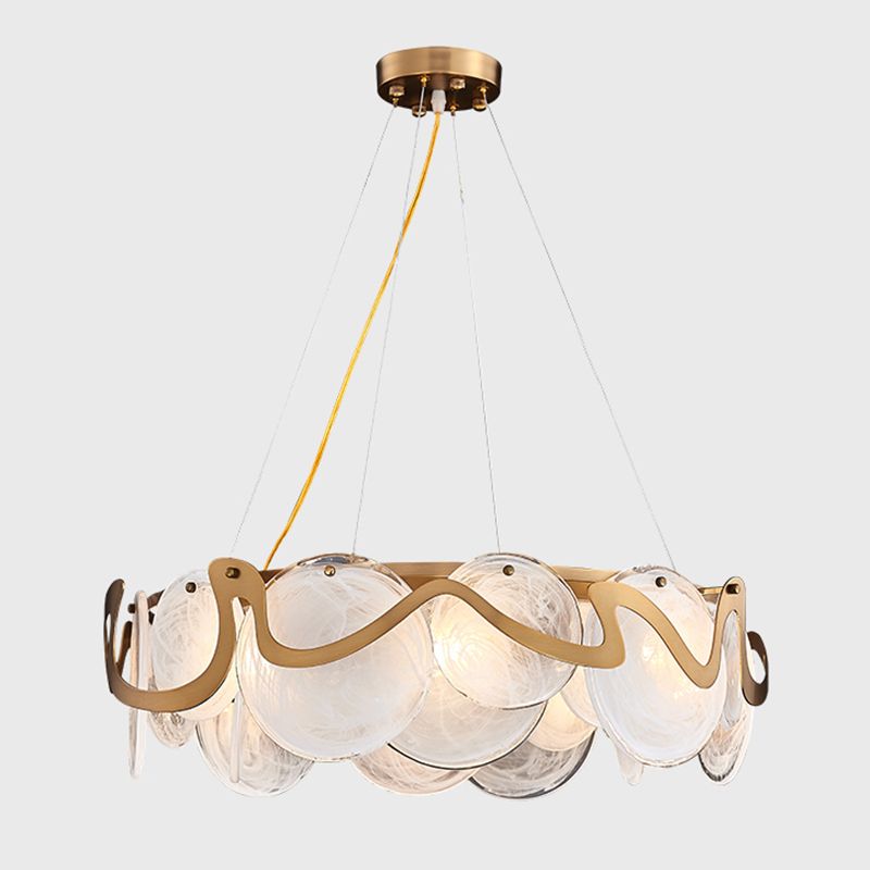 Minimal Style Chandelier Light Fixture Round Shape Glass Hanging Light for Bedroom