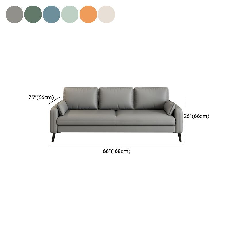 Scandinavian 25.59" Wide Faux Leather 3 Seater Square Arm Sofa