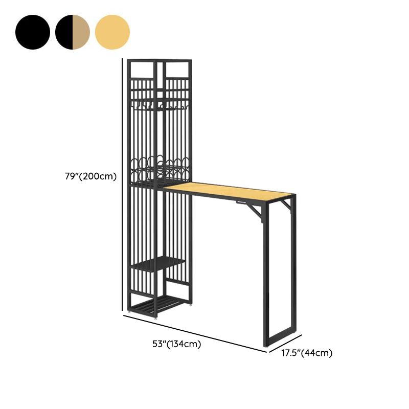 Glam Rectangle Bar Set 1/2 Pieces Self-Storing Leaf Pub Table with Upholstered Stool