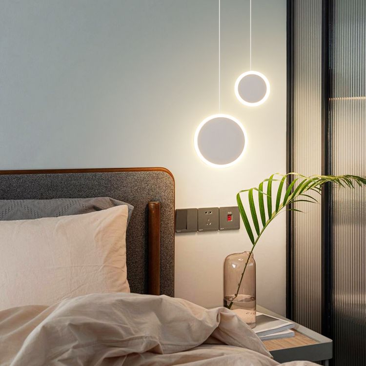 Aluminium 2-Light Circle Pendant Light Modern Modern Down Lighting pour la chambre