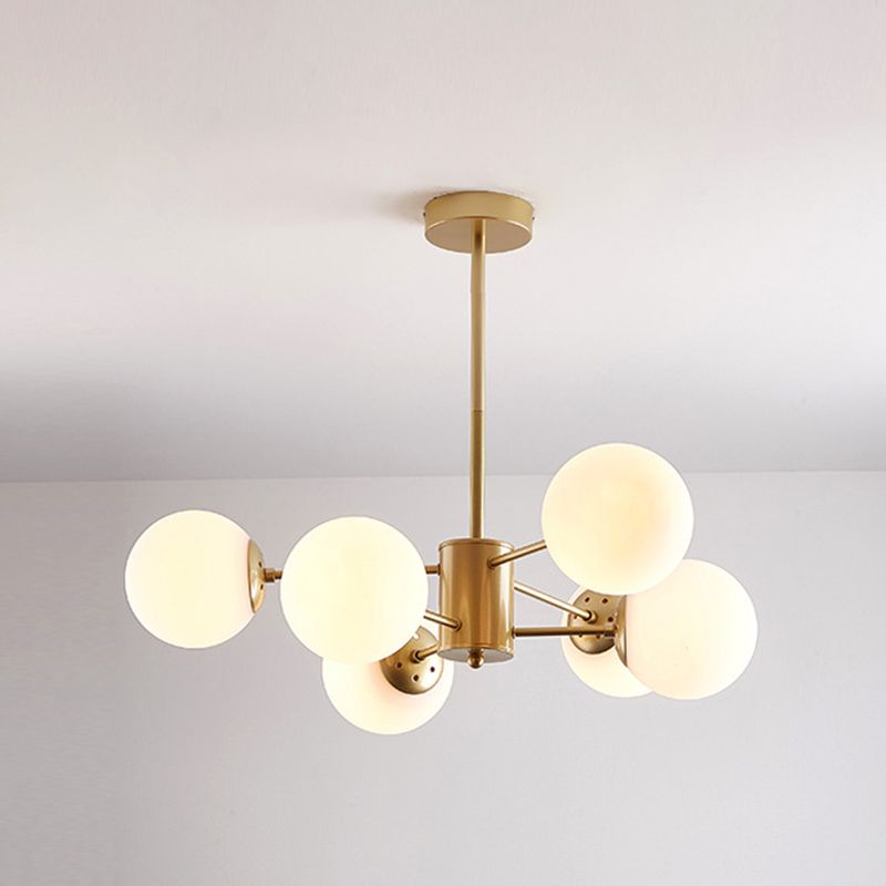 Leche de lámpara de sombra de pelota de vidrio blanco Estilo moderno Múltiples luces de la sala de estar accesorio de iluminación de la sala de estar