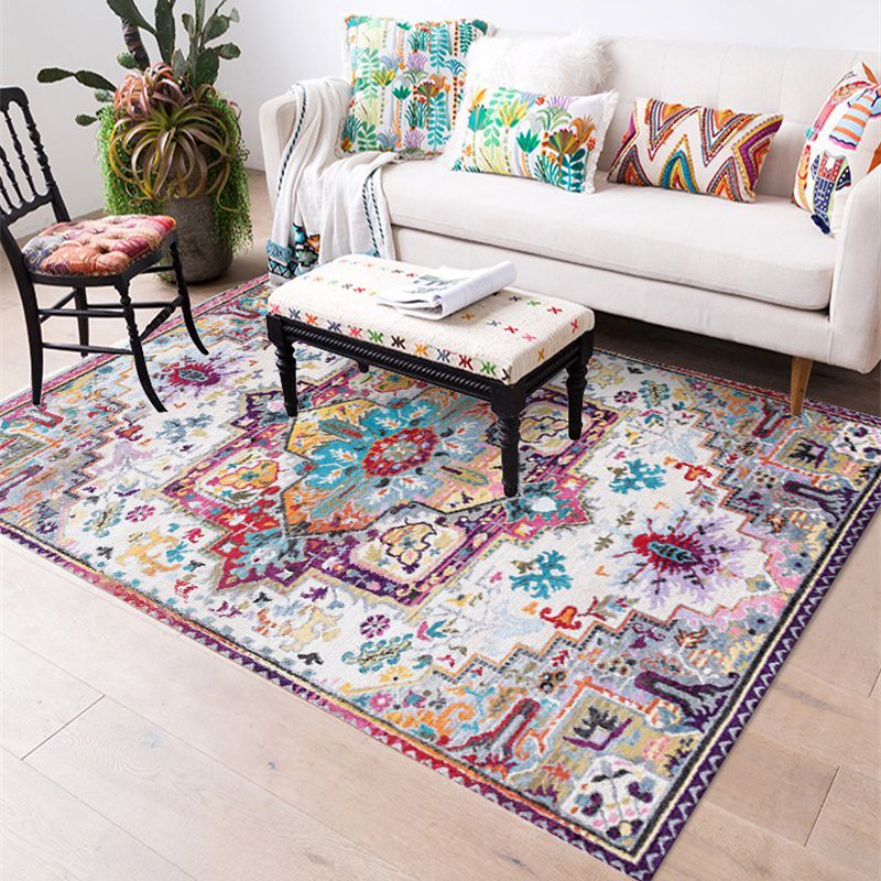 Blue Americana Pattern Carpet Polyester Bohemian Area Rug Anti-Slip Washable Rug for Bedroom
