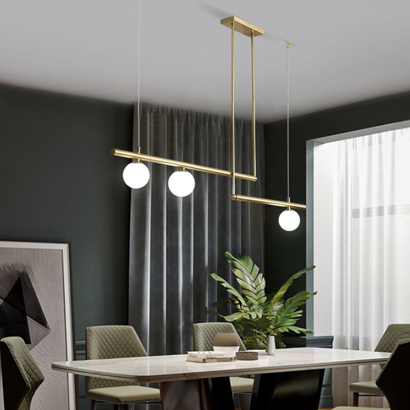 Ball Shape Glass Island Pendants Modern Style Multi Lights Island Pendant Lights in Gold