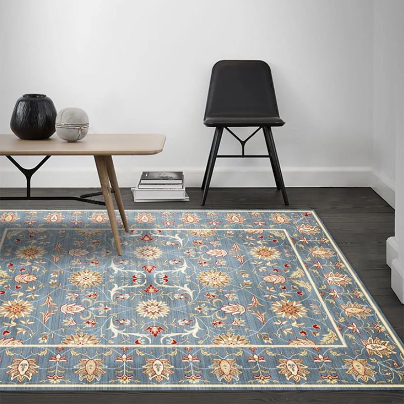 Donkere kleur shabby chic binnen tapijten polyester Europees bloemenprint tapijt Easy Care Tapijt voor huizendecoratie