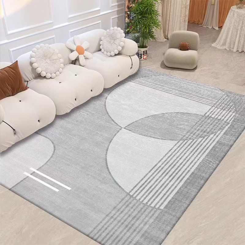 Nordic Beige Rug Polyester Line Area Rug Washable Rug for Drawing Room