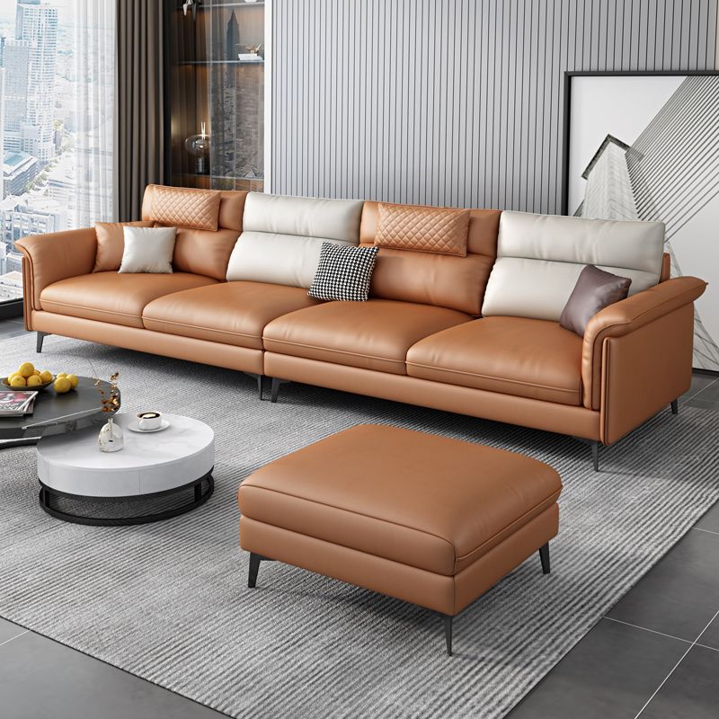 Contemporary Reversible Ottoman Sectional with Pillowed Back for Four People