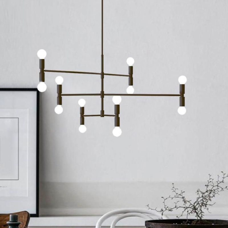 Postmodern Hanging Light Fixture Metal 12-Light Dining Room Chandelier