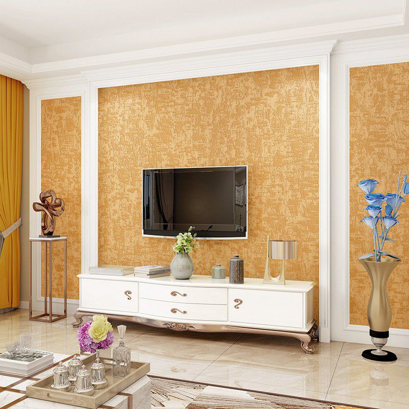 Gold Solid Wallpaper Roll Minimalist Moisture Resistant Wall Decor for Dining Room