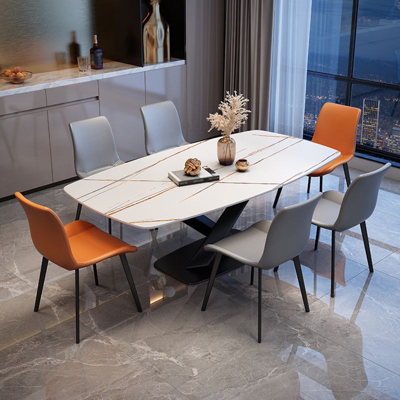 Rechthoekige luxe eettafel Vierkleurige vaste tafel met gesinterde steen
