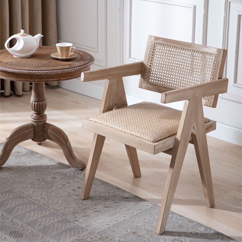 Farmhouse Style Ash Wood Chair Open Back Dining Room Kitchen Arm Chairs Set