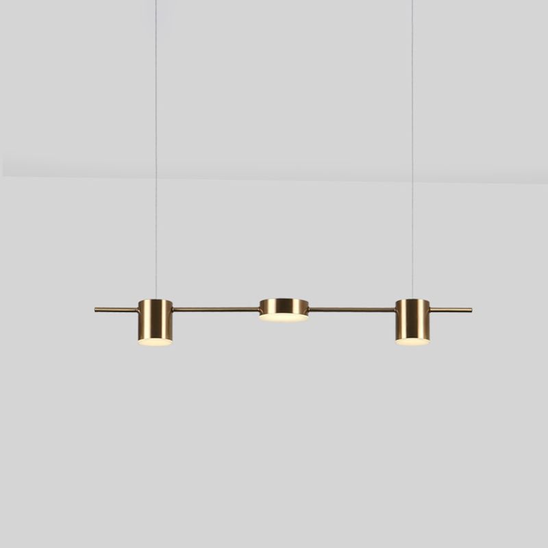 Postmodern Linear Shaped LED Pendant Light Metallic Dining Room Hanging Island Light