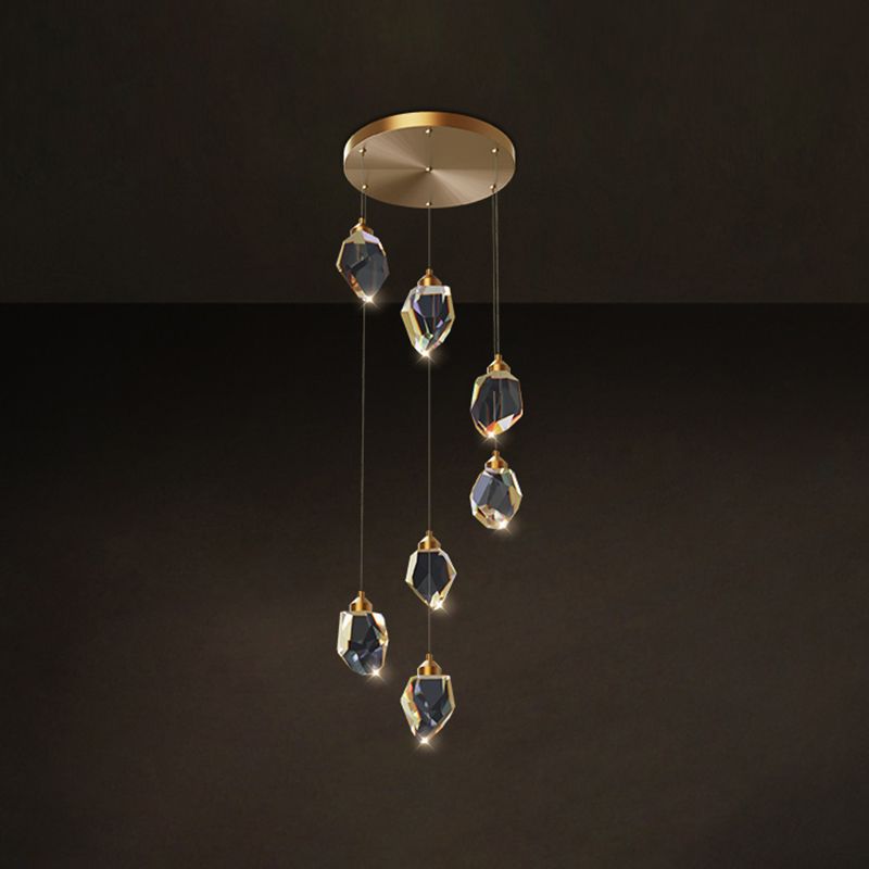 Zeitgenössische LED Hanging Deckenleuchte Kristall geometrische Deckenleuchte
