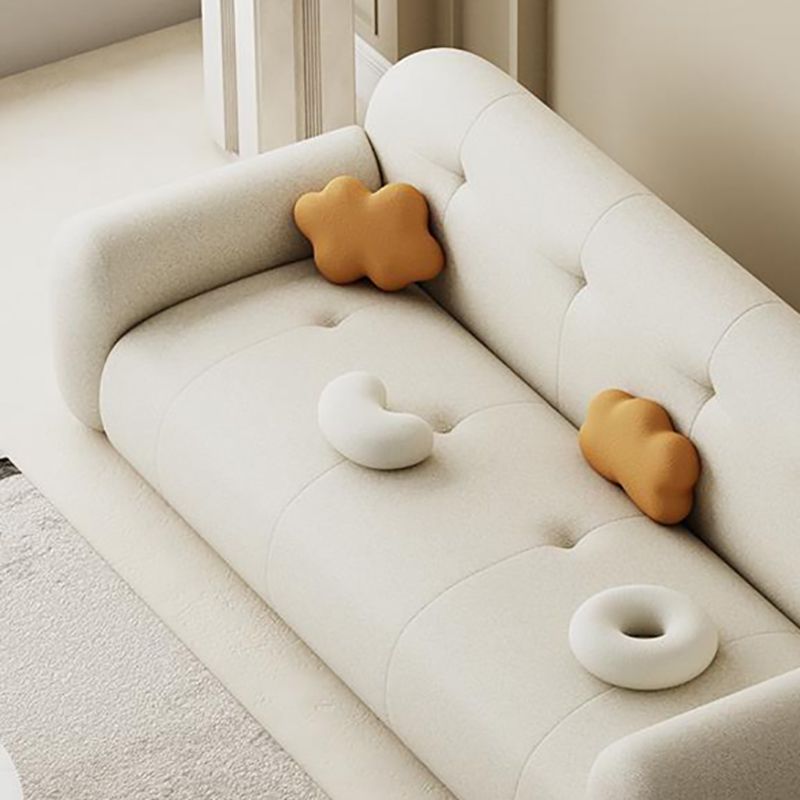 Modern Solid Color Settee Stationary Leather Sofa for Living Room