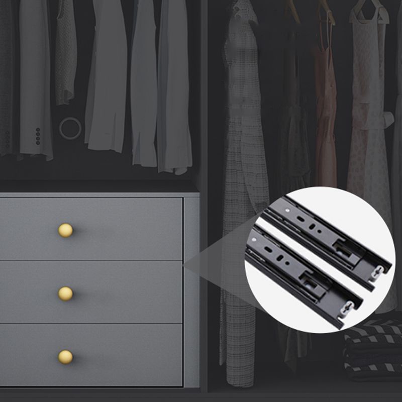 Modern Wardrobe Closet Grey Engineered Wood Wardrobe Cabinet