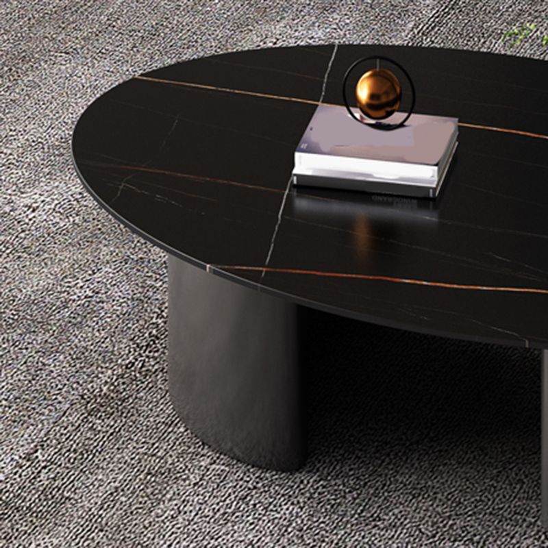 15"H Glam Coffee Table Slate Oval Single Coffee Cocktail Table