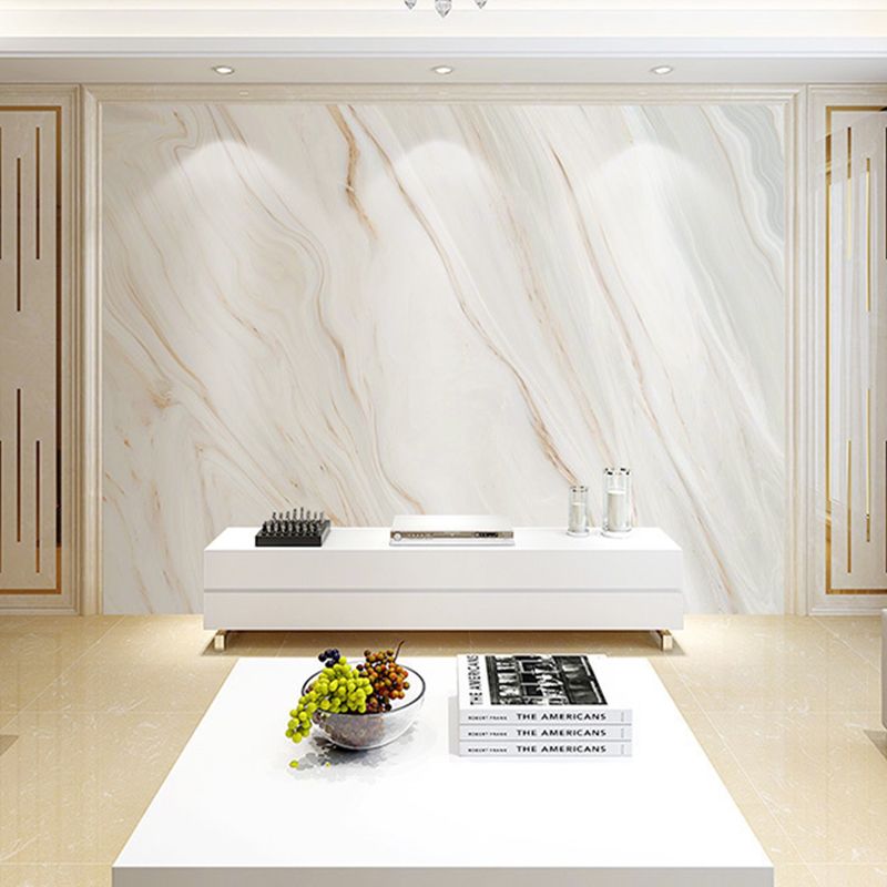 Whole Marble Wall Decor Simple Novelty Distressed Texture Mural Wallpaper in White and Brown