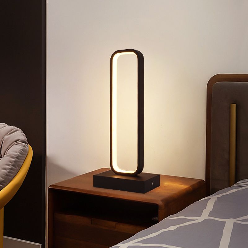 Lampada da comodino rettangolo arrotondato nero Simplicity Led LED LED LED per letto