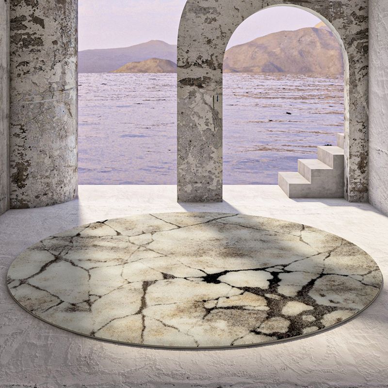 Fancy Modern Area Rug Beige Tie-Dye Pattern Polyester Area Carpet Non-Slip Rug for Living Room