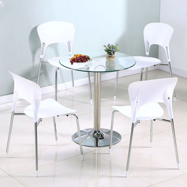 Modern Style Glass Kitchen Dining Table Round Table with Tulip Base for Home Use