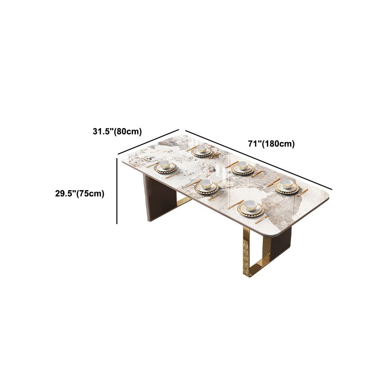 Glam Rectangle 1/4/5/6/7/9 Pieces Dining Table Set Indoor Gold Dinette Set