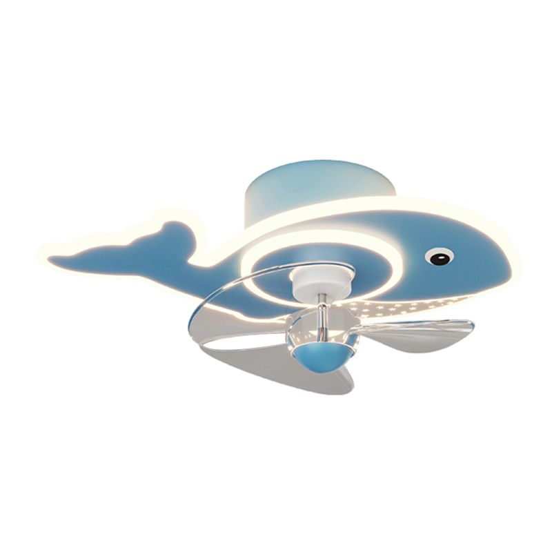 Children Ceiling Fan Light LED Ceiling Mount Lamp with Acrylic Shade for Bedroom