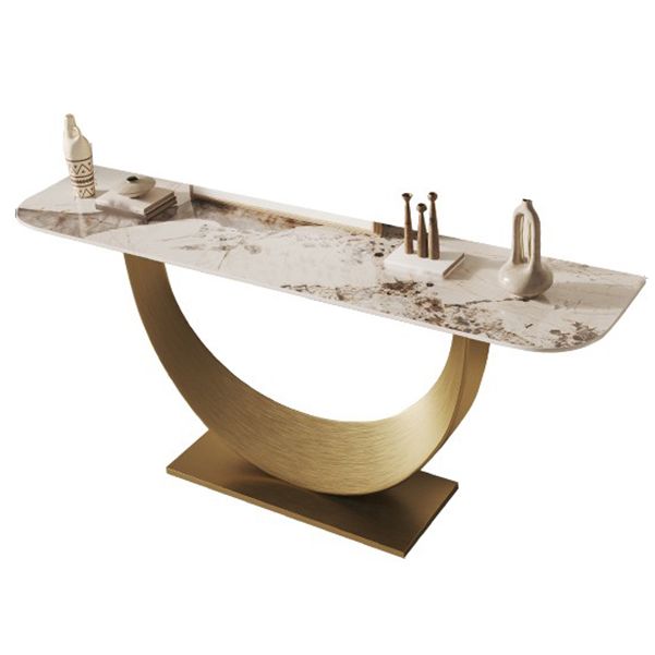 Glam Console Table Antique Finish Sofa Console Table in Stone