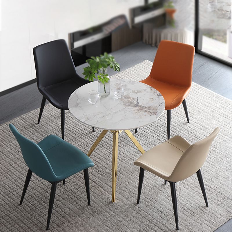Leather Contemporary Restaurant Side Chair Parsons Matte Finish Dining Chair