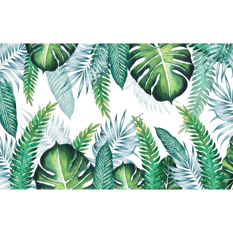 Green Leaves Mural Decal Plant Tropical Moisture Resistant Wall Covering for Bedroom