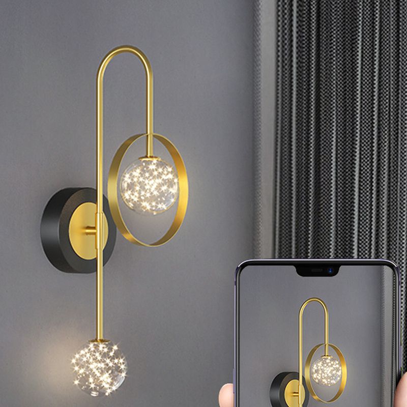 2-Lights Nordic Wall Light Metal Gold Globe LED Wall Sconce for Living Room