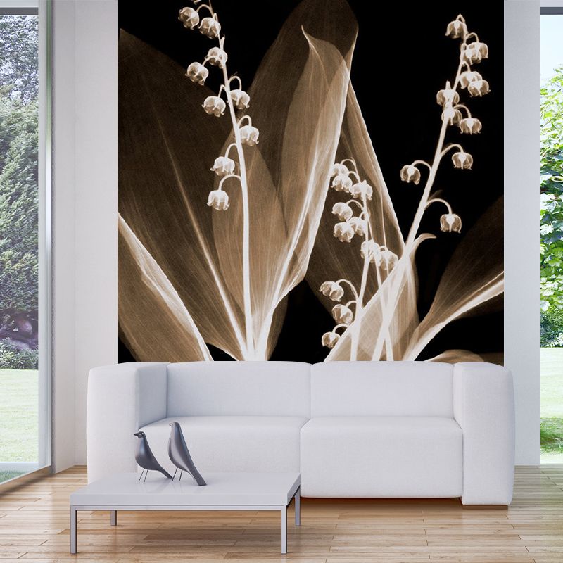Modern Cape Gooseberry Wall Murals Grey-Coffee Living Room Wall Decor, Custom Made