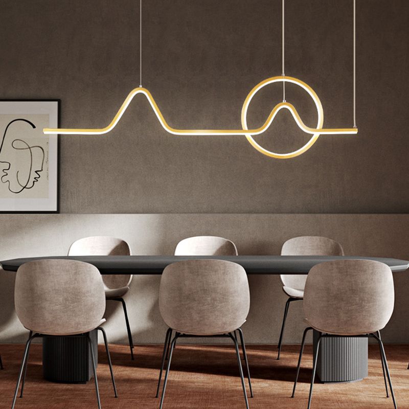 Metal Linear Shade Island Pendant Modern Style 2 Light Island Lighting for Dining Room