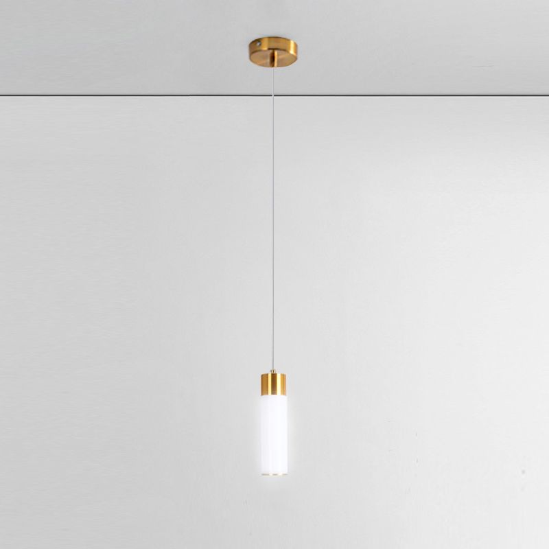 Zeitgenössischer Stil Zylinderform Pendelleuchte Leuchte Metall 1 Lichthängerlampe in Gold