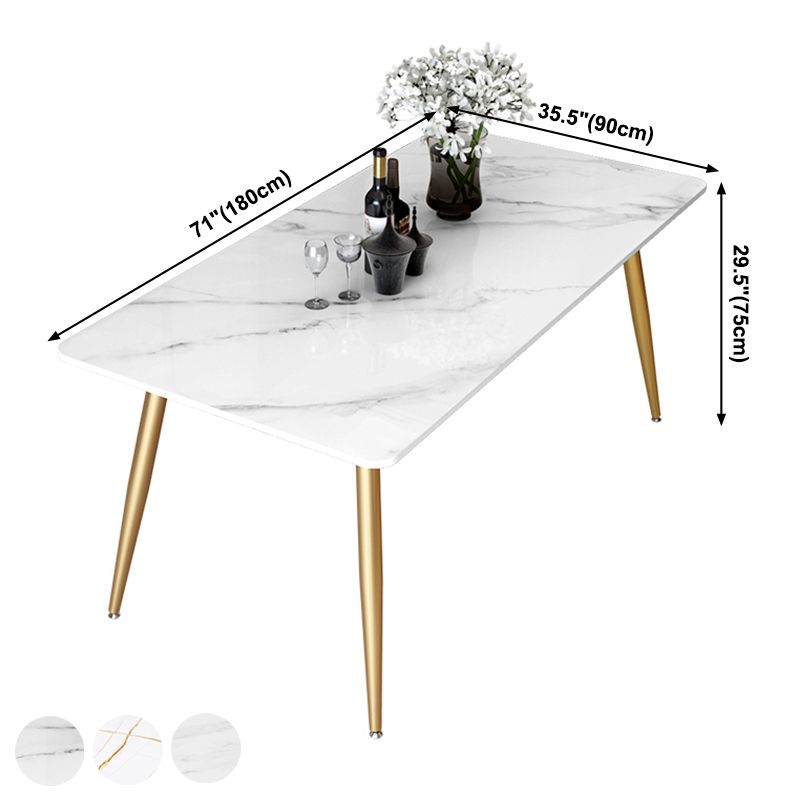 Mesa de rectángulo de lujo tradicional de metal mesa de comedor de piedra sinterizada con 4 patas