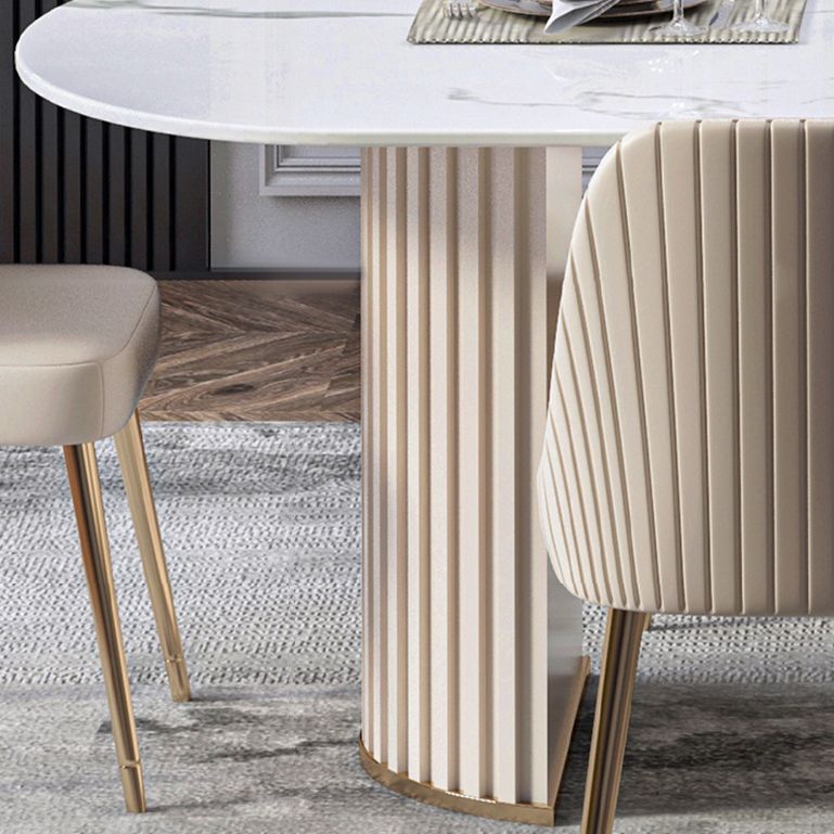 Tavolo da pranzo in stile moderno a forma ovale tavolo fisso bianco con pietra sinterizzata