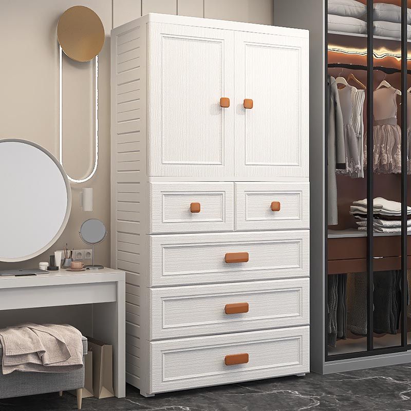 White Plastic Wardrobe Armoire with Legs Contemporary Wardrobe Closet