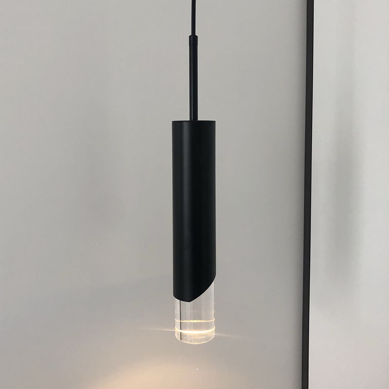 Nordischer zylindrischer Anhänger Beleuchtung Metall Küchenbar LED Downlight in Schwarz