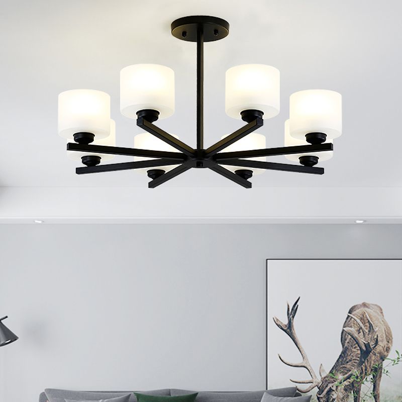 Cylinder Pendant Lights Modernism Glass Pendant Lighting Fixtures in Black