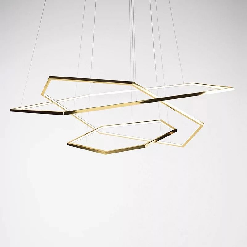Gouden multi-tier kroonluchter verlichtingsarmatuur Minimalistisch LED-metalen ophanging Licht
