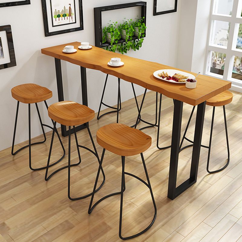 Modern 1/2/4/5/7/9 Pieces Counter Set Rectangle Wood and Metal Bar Table Set