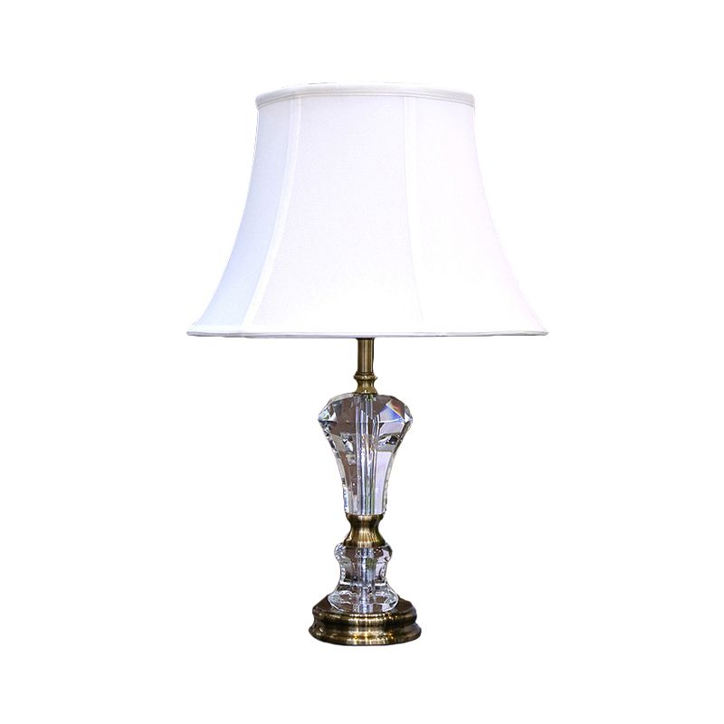 Contemporain 1 tâche d'éclairage à la tête blanc lampe de table de nuit évasée avec de l'ombre en tissu