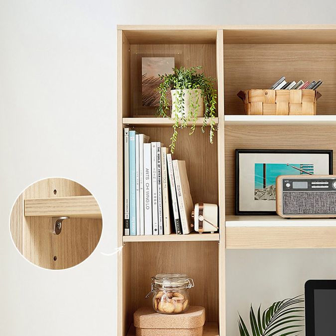 Contemporary Cable Management Writing Desk Home Office Desk with Storage Shelves