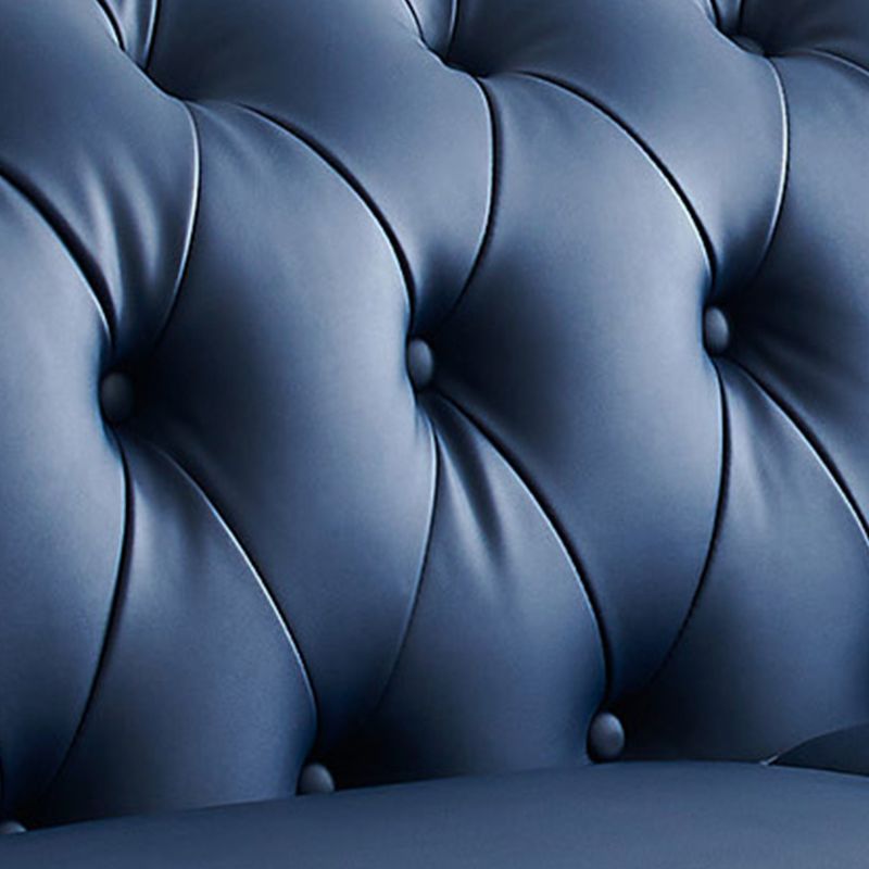 27.6" H Faux Leather Rolled Arm Chesterfield Sofa For Living Room