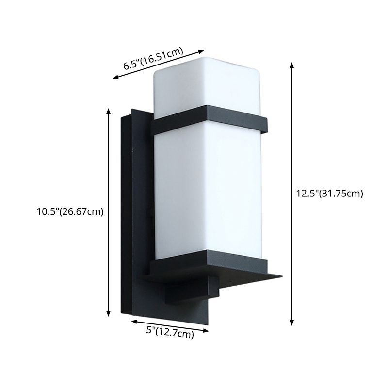 Industrial Style Cylinder Wall Sconce Lights White Glass Wall Sconce Lighting for Corridor