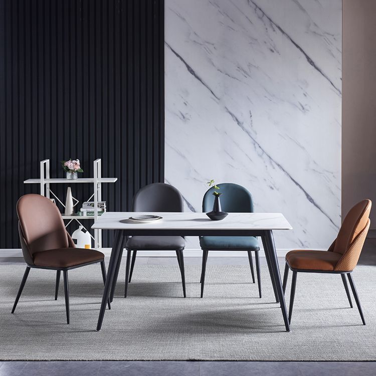 Silla de comedor de estilo moderno, sillas Parsons laterales de metal sin brazos para cocina