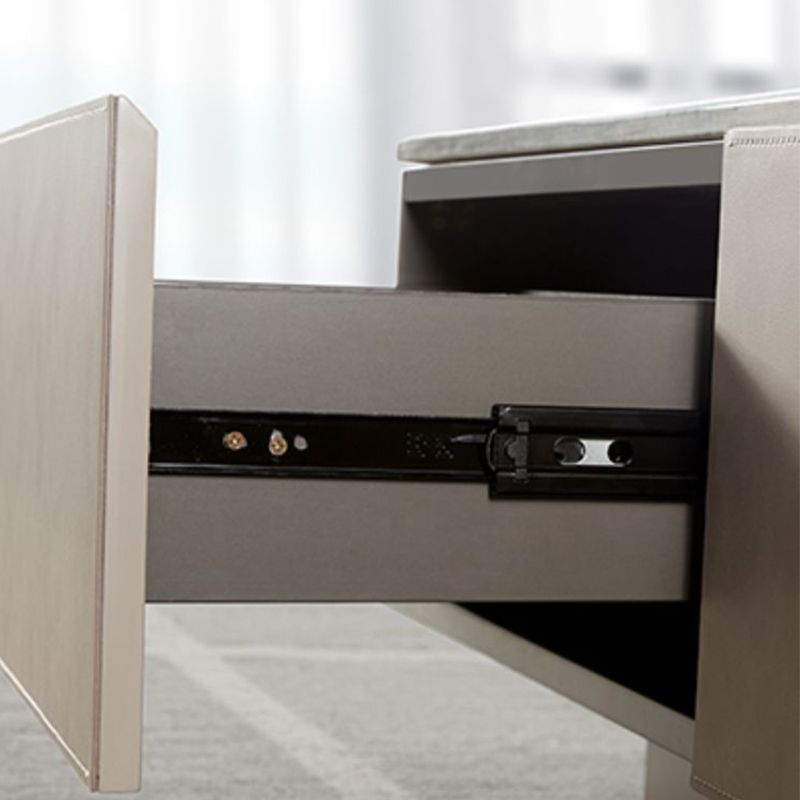 Contemporary Coffee Or End Table Marble with Storage Drawers Rectangle