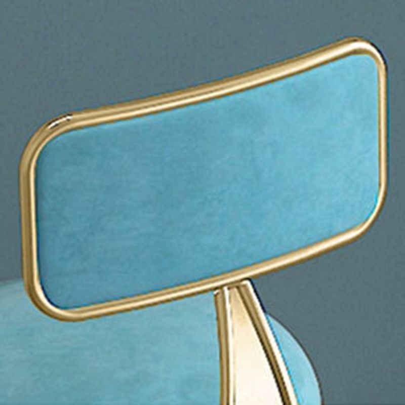 Glam Metal Barstool Velvet Footrest Stool in Matte Finish for Indoor