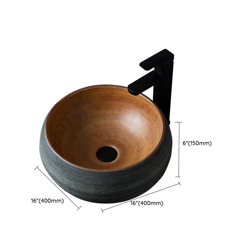 Brown Oval-shape Trough Bathroom Sink Modern Trough Bathroom Sink